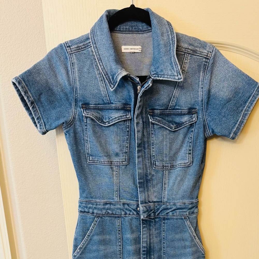 Good American Indigo Denim Jumpsuit